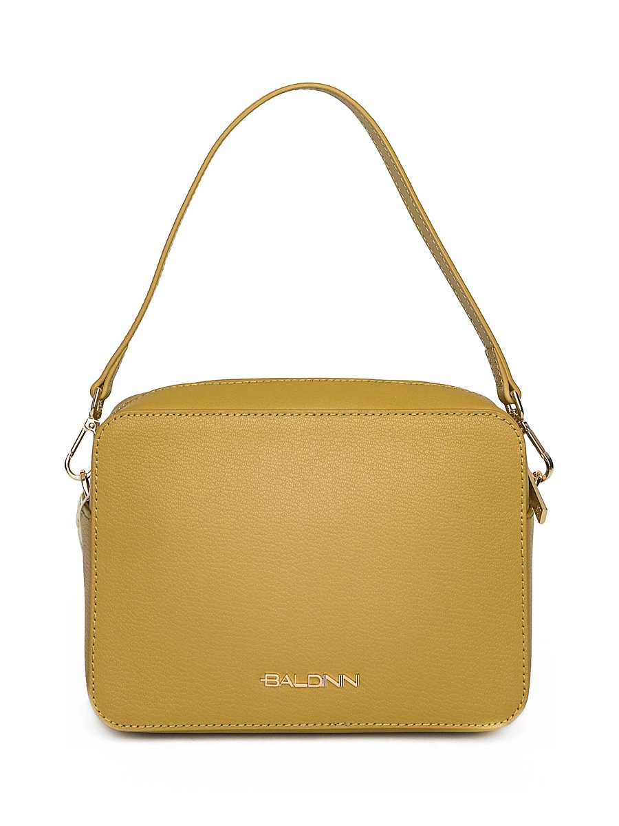 Сумка-кроссбоди горчичного цвета с фирменной нашивкой